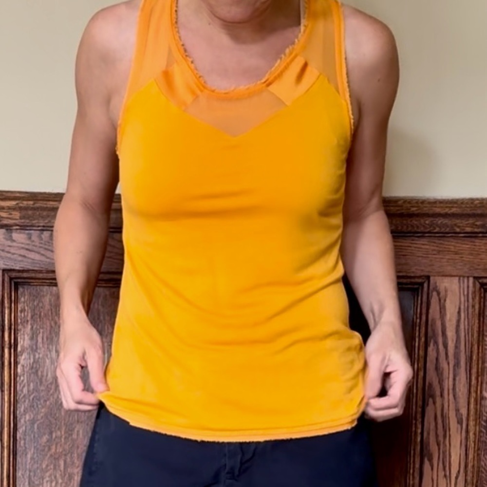 Robbi & Nikki Tangerine Tank Top, Raw Edge detailing, XS